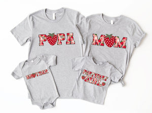 Mom and Dad Berry First Birthday Shirt, Matching Strawberry Tshirt, Mama Papa Daddy Mommy Strawberry Theme 1st Birthday Party, One Pattern