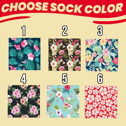 Custom Hawaiian Shirt Style Socks with Faces - Personalized, Unique Photo Gift for Him & Her