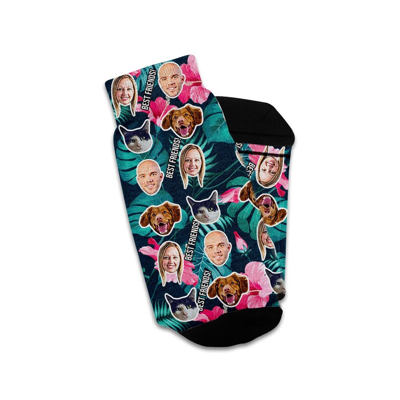 Custom Hawaiian Shirt Style Socks with Faces - Personalized, Unique Photo Gift for Him & Her