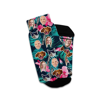 Custom Hawaiian Shirt Style Socks with Faces - Personalized, Unique Photo Gift for Him & Her