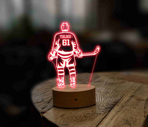 Personalized Hockey Player LED Night Light, Sports Gift for Him, Teenagers Night Lights, Gift for Boyfriend, 12-year-old boy Gift