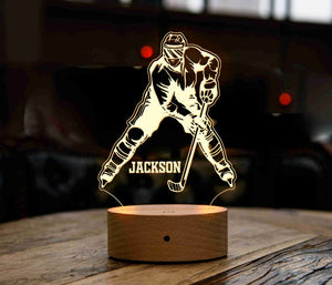 Personalized Hockey Player LED Night Light, Sports Gift for Him, Teenagers Night Lights, Gift for Boyfriend, 12-year-old boy Gift