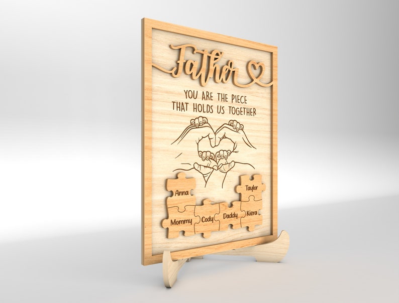 Personalized Fathers Day Puzzle Wood Sign, Family hands sign, Gift for Dad, Fathers Day Gifts, Gift For Grandpa