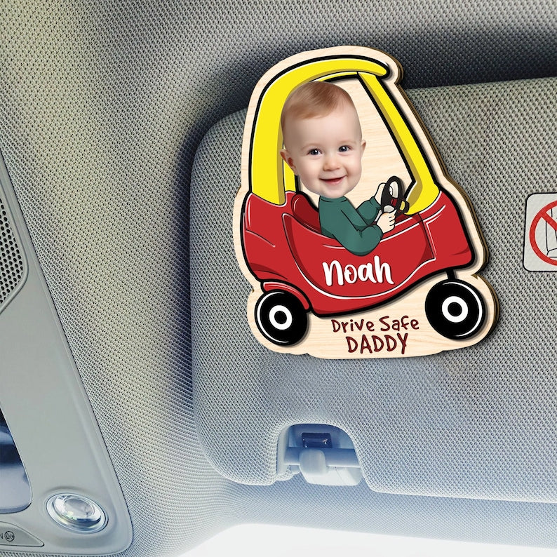 Drive Safe Daddy Gift, Custom Car Visor Clip Photo, Dad Car Visor Clip, New Dad from Baby, 1st Time Dad Gift from Wife, Father's Day Gift