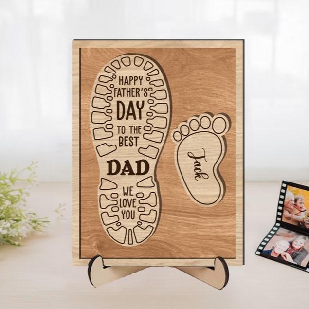 Best Dad Ever Wodden Frame, Dad's Foot and Kids, Father's day, gift from Kids Grandpa Gift For Dad