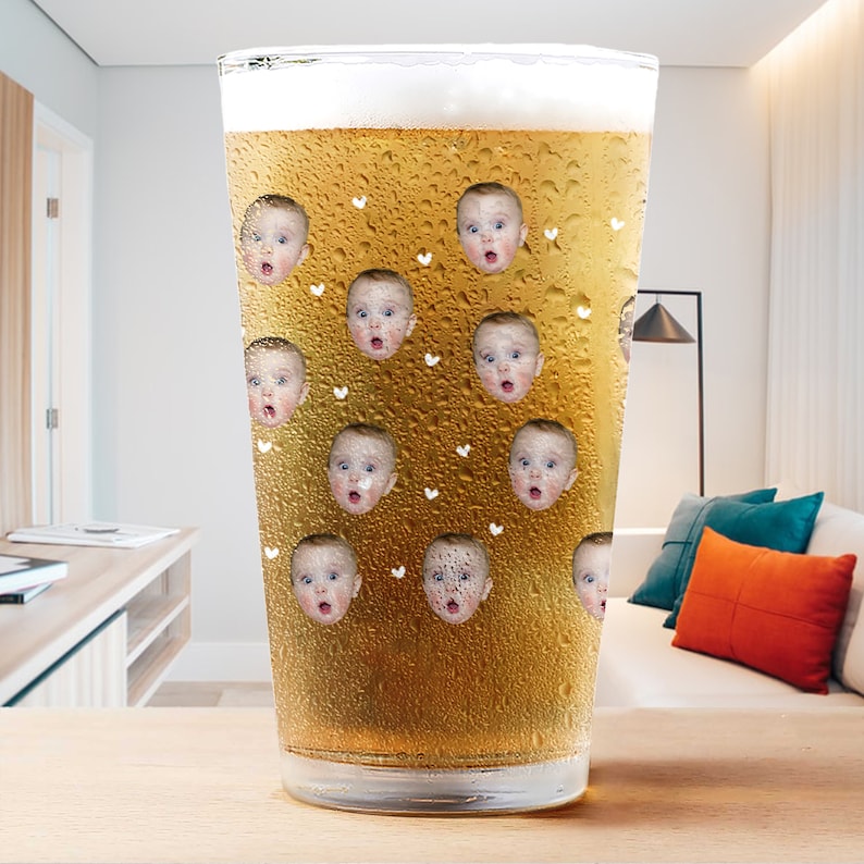 Personalized Photo Beer Glass - To Dad From The Reasons You Drink, Fathers Day Gift from Daughter, Gift from Bride, Wedding Gift Dad