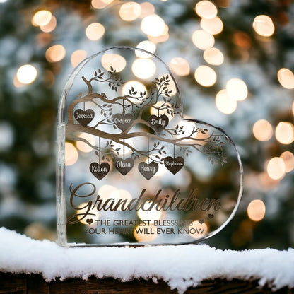 Personalized Acrylic Family Tree Plaque, Heart-Shaped Mother's Day Gift