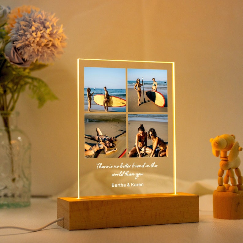 Personalized Photo Night Light, Photo Collage LED Light, Custom Photo Lamp, Anniversary Gift, Birthday Gift For Firends Couple,Picture Plaque