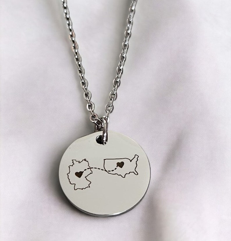 Personalised Country Necklace Two Home Necklace Valentine's Gift Personalised Necklace Gift Country Map Gift Personalised Jewellery