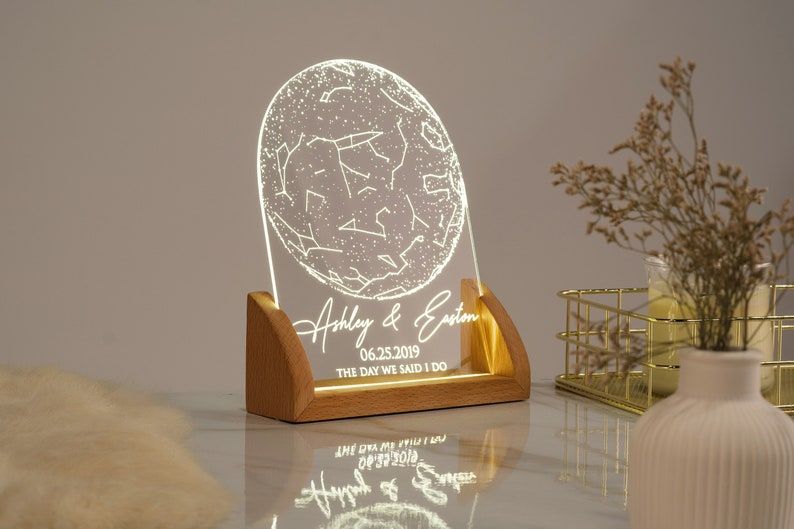 Custom Star Map by Date, Personalized Constellation Map, Star Map Night Light, Gifts for Couples, Engagement Gifts, Anniversary Gift for Her