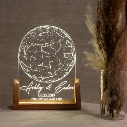 Custom Star Map by Date, Personalized Constellation Map, Star Map Night Light, Gifts for Couples, Engagement Gifts, Anniversary Gift for Her