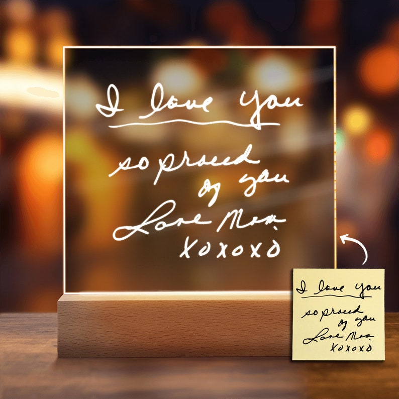 Personalized Handwritten Acrylic Night Light, Custom Handwriting Mother's Day Acrylic Plaque Gift for Mom, Mothers Day Gift
