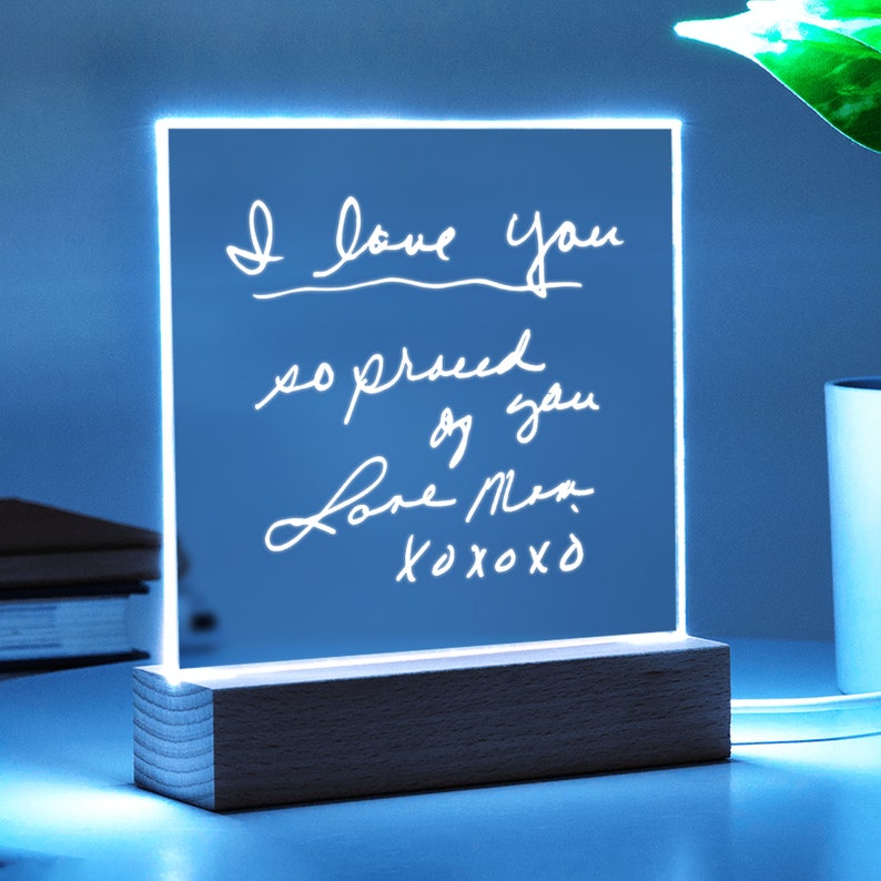 Personalized Handwritten Acrylic Night Light, Custom Handwriting Mother's Day Acrylic Plaque Gift for Mom, Mothers Day Gift