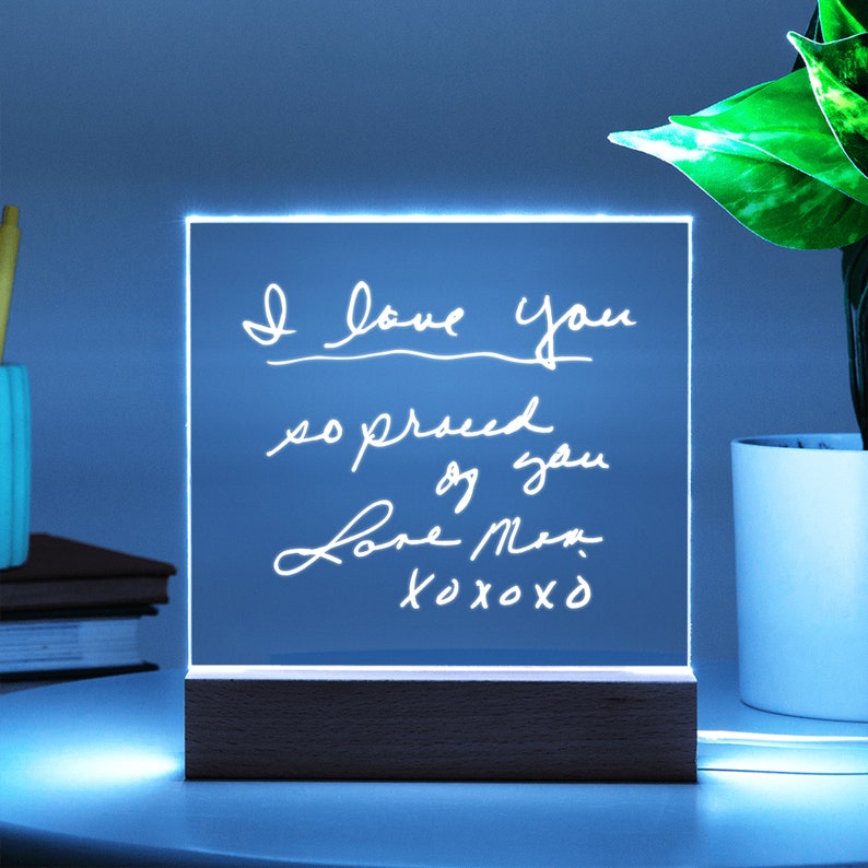Personalized Handwritten Acrylic Night Light, Custom Handwriting Mother's Day Acrylic Plaque Gift for Mom, Mothers Day Gift