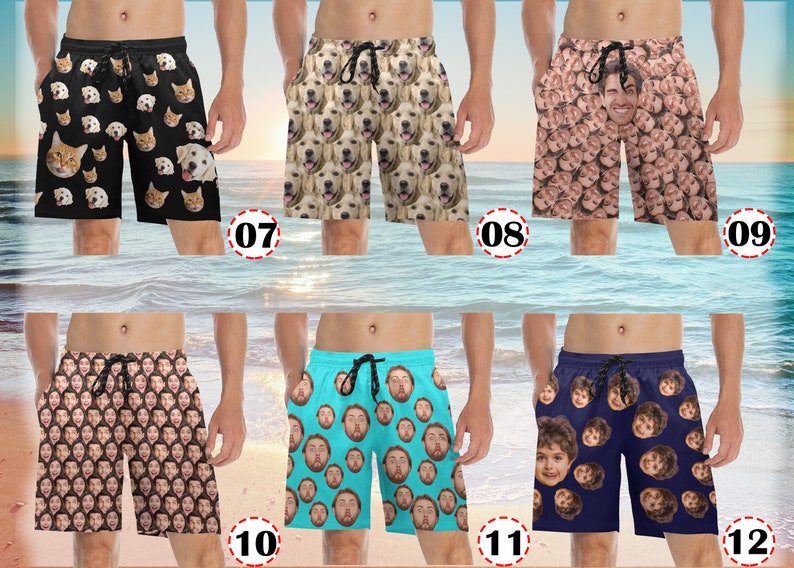 Custom Face Swim Trunk,Custom Summer Beach Short,Personalized Face Swim Short,Hawaiian Photo Trunks,Party/Vacation Gift For Him,Men Swimwear