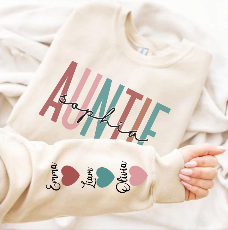 Custom Auntie Sweatshirt, Personalized Aunt Shirt With Niece and Nephew Names, Blessed Aunty Hoodie, Customized Gift For New Aunt, Moms Day