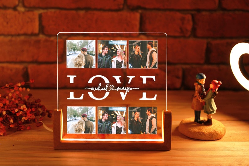 Custom Acrylic Lamp with Photo and Names - Custom Photo Night Light - Personalized Photo Gift - Photo Wedding Gift - Valentines Day Gift
