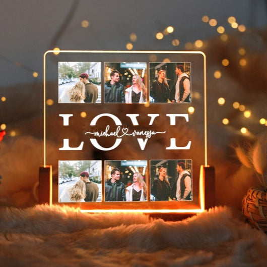 Custom Acrylic Lamp with Photo and Names - Custom Photo Night Light - Personalized Photo Gift - Photo Wedding Gift - Valentines Day Gift