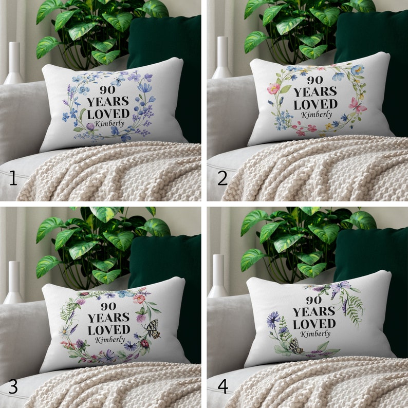 90 Year Old Birthday Gifts Custom Pillow Cover Personalized Grandma Day Gift Lumbar Pillow Custom Mom Gift For 90th Birthday Pillow Gift Mom