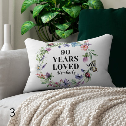 90 Year Old Birthday Gifts Custom Pillow Cover Personalized Grandma Day Gift Lumbar Pillow Custom Mom Gift For 90th Birthday Pillow Gift Mom