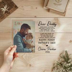 Personalized Father's Day Plaque, Fathers Day Gift, Gift for Dad from Daughter, Custom Family Portrait, Dad Gift, New Baby Dad Plaque Gift