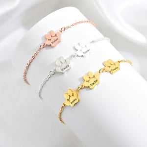 Paw Print Name Bracelet, Personalized Elegant Dog Paw Bracelet, Dog/Cat Bracelet, Pet Name Bracelet, Pet Lover Gift, Christmas Memorial Gift