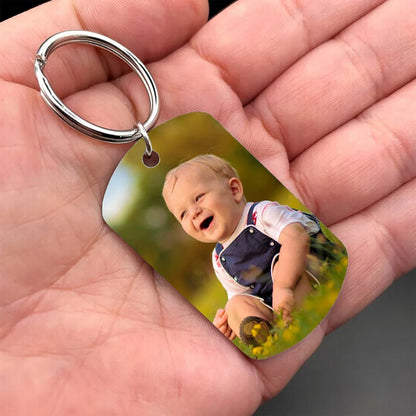 Personalized Kids Picture Keychain for Dad, Custom Name Mens Keychain Family Photo Keyring, Anniversary Gift Ideas, Father's Day Gift