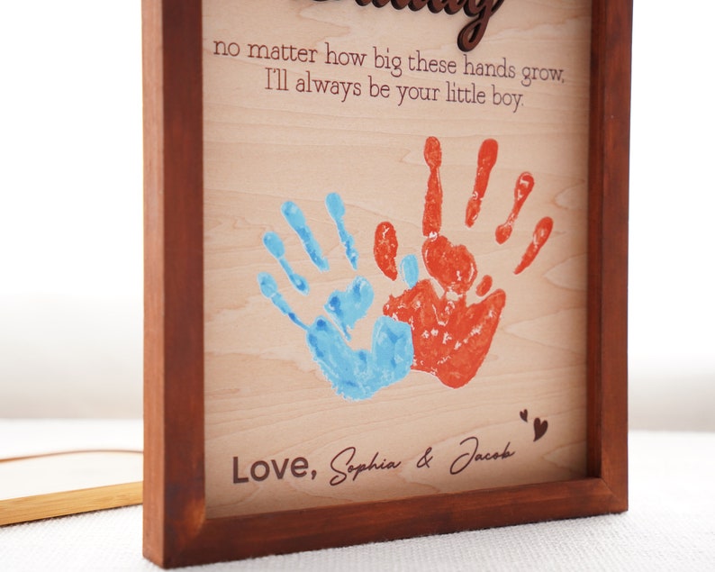 Personalized Fathers Day Handprint, Best Dad Ever Hands Down Frame, Kids Gift for Dad, Present for Papa, Father's Day Gift