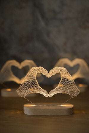 Personalized Heart Hands Night Light - Valentine's Day Gift for Couple - Custom Anniversary Gift for Him or Her - Heart Hands Lamp with Date
