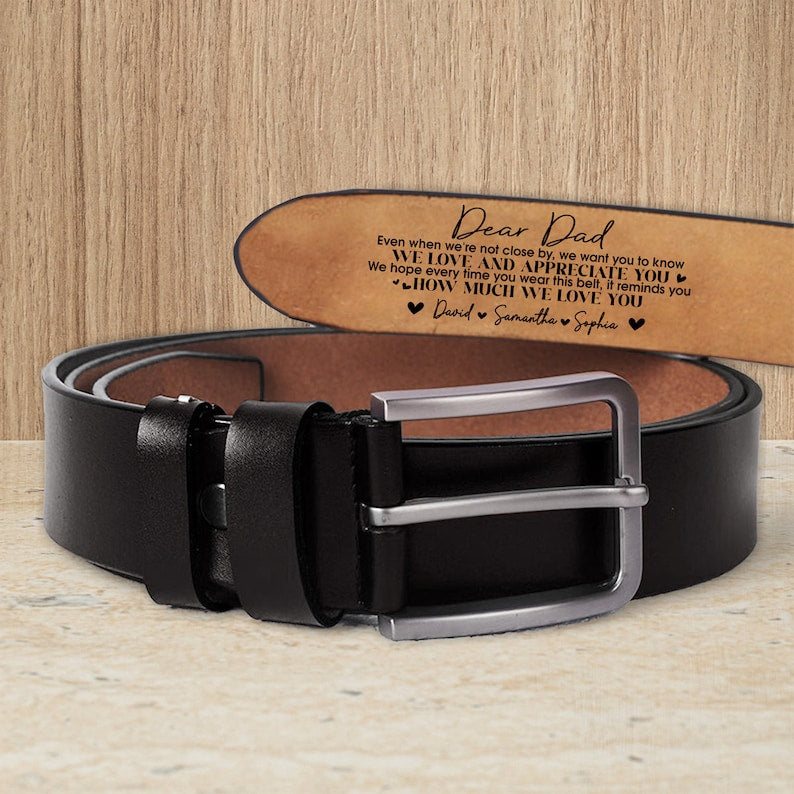 Personalized Dad Leather Belt, Father's Day Gifts, Funny Gift for Dad, Grandpa, Custom Name Belt For Dad, Gift for Dad, Grandpa