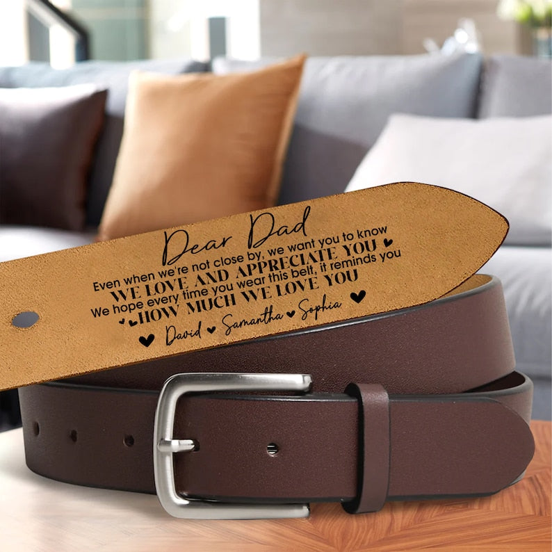 Personalized Dad Leather Belt, Father's Day Gifts, Funny Gift for Dad, Grandpa, Custom Name Belt For Dad, Gift for Dad, Grandpa