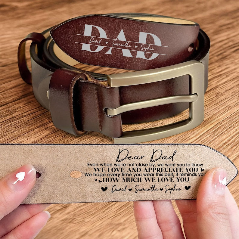 Personalized Dad Leather Belt, Father's Day Gifts, Funny Gift for Dad, Grandpa, Custom Name Belt For Dad, Gift for Dad, Grandpa