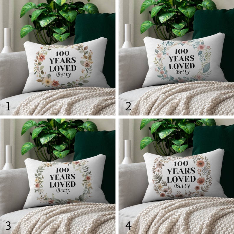 100 Year Old Birthday Gifts Custom Pillow Cover Personalized Grandma Day Gift Lumbar Pillow Custom Mom Gift For 100th Birthday Pillow Gift
