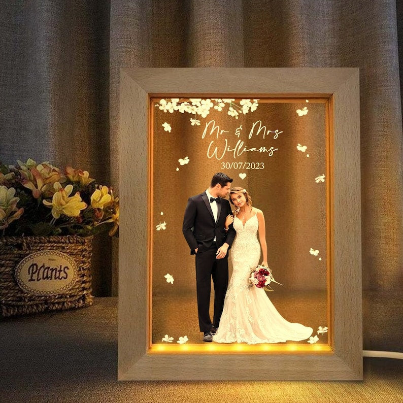 Personalized Wedding Photo Frame Lamp, Wedding Lamp Decoration, Bride And Groom Photo, Wedding Keepsake, Wedding Gift, Wedding Sign