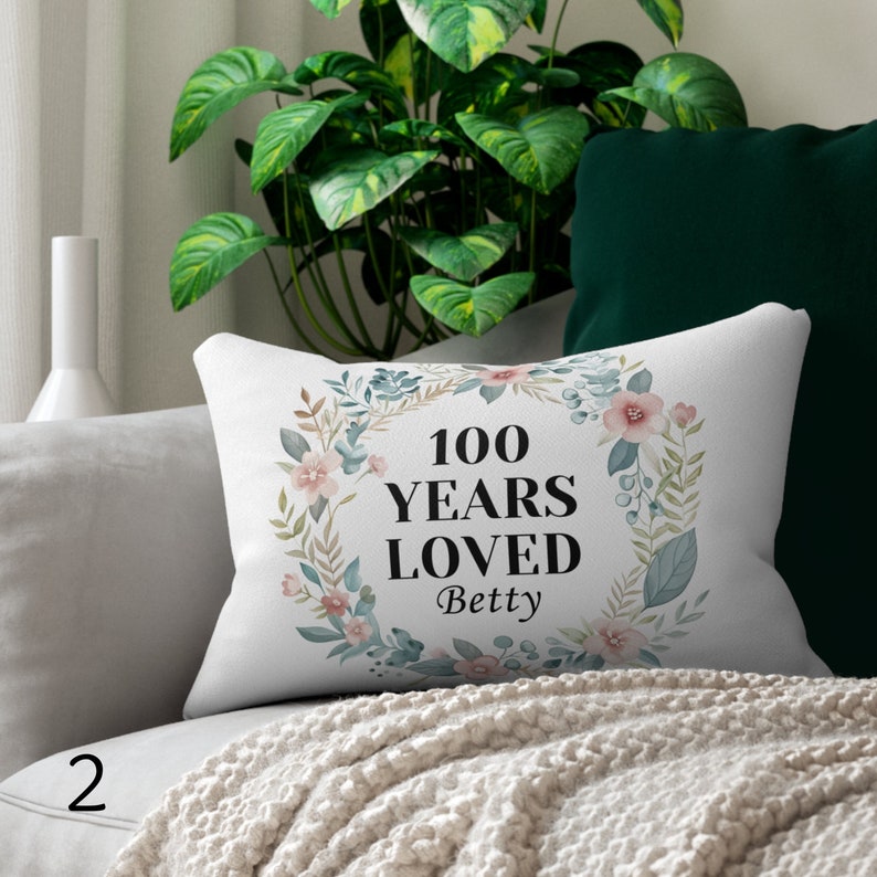 100 Year Old Birthday Gifts Custom Pillow Cover Personalized Grandma Day Gift Lumbar Pillow Custom Mom Gift For 100th Birthday Pillow Gift