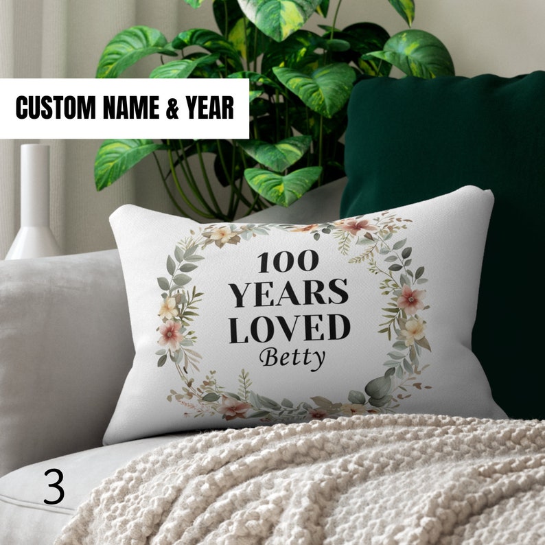 100 Year Old Birthday Gifts Custom Pillow Cover Personalized Grandma Day Gift Lumbar Pillow Custom Mom Gift For 100th Birthday Pillow Gift