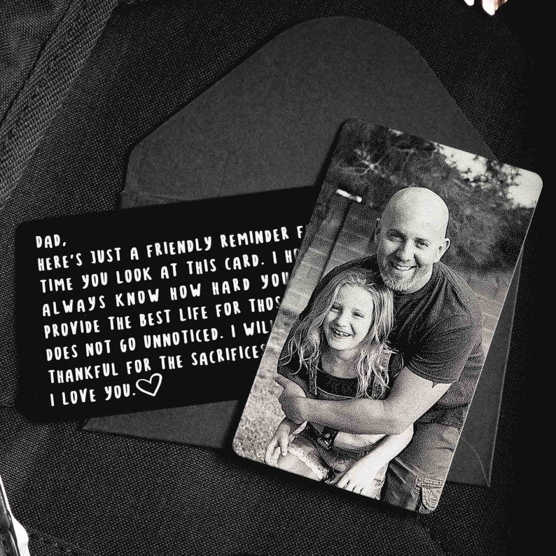 Custom Engraved Photo Wallet Card Insert - Personalized Gift for Dad, Mom, Son, Daughter, Husband, Boyfriend