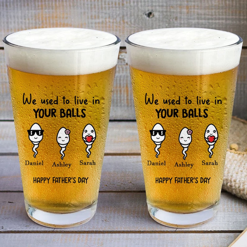 Custom Name and Kids Photo Fathers Day Gift, Personalized 16oz Pint Beer Glass , Funny Present For Dad, New Dad, Stepdad, Bonus Dad