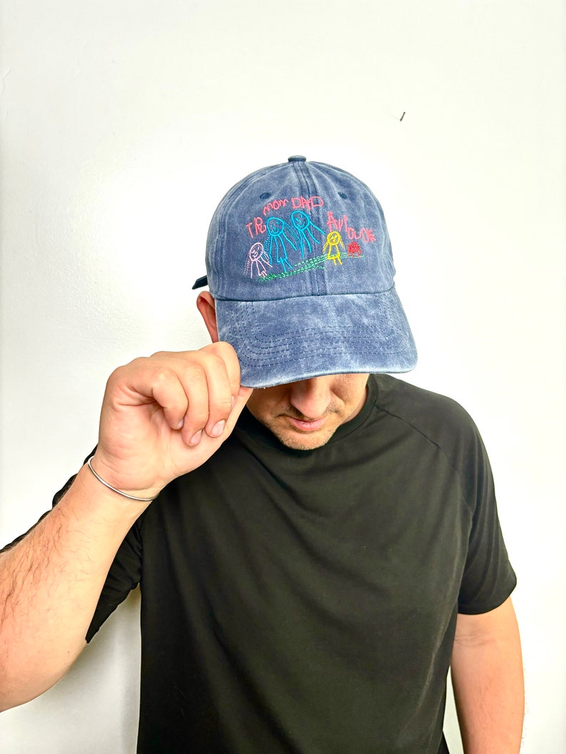 Kids Drawing Baseball Cap Gift for Mothers or Fathers Day Grandma Grandpa Gift Your Kids Artwork on Cotton Dad Hat Custom Embroidered Hat il_794xN.5994108859_m7zh.jpg