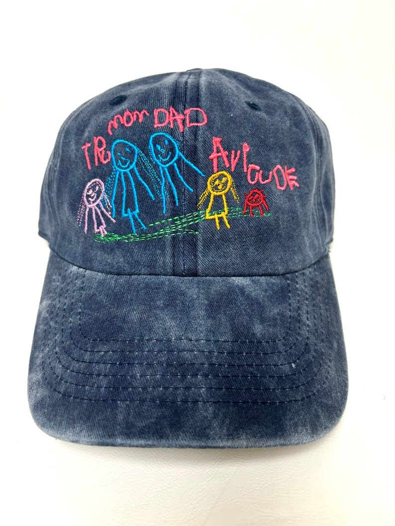 Kids Drawing Baseball Cap Gift for Mothers or Fathers Day Grandma Grandpa Gift Your Kids Artwork on Cotton Dad Hat Custom Embroidered Hat il_794xN.5994109101_o5dm.jpg