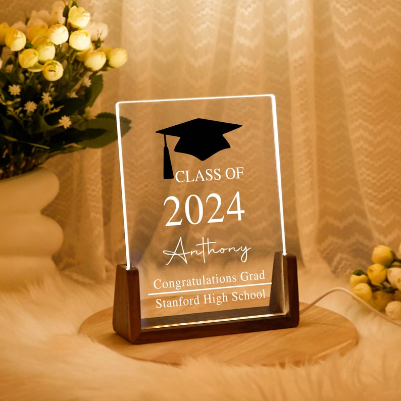 Graduation 2025 Custom Card, Personalized Night Light Graduates Plaque, Congratulations Grad, Gifts for Graduate, Highschool, College Gift