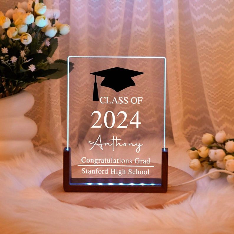 Graduation 2025 Custom Card, Personalized Night Light Graduates Plaque, Congratulations Grad, Gifts for Graduate, Highschool, College Gift