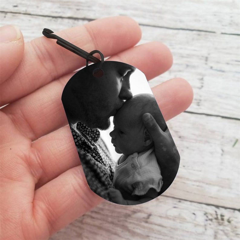 Personalized Photo Keychain,The Day you become my daddy,Date Keychain,Daddy Key Chain,Custom Picture Keychain for Fathers Day,Gifts for Dad