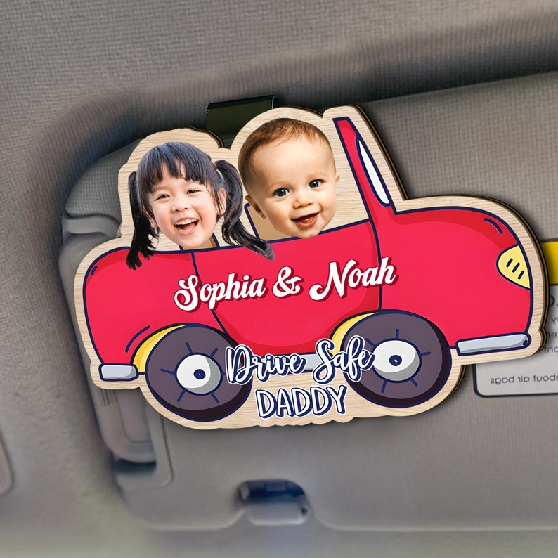 Personalized Photo Drive Safe Daddy Gift, Custom Car Visor Clip Photo, Fathers Day Picture Frame, New Dad from Baby, 1st Time Dad Gift