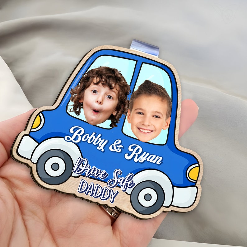 Personalized Photo Drive Safe Daddy Gift, Custom Car Visor Clip Photo, Fathers Day Picture Frame, New Dad from Baby, 1st Time Dad Gift