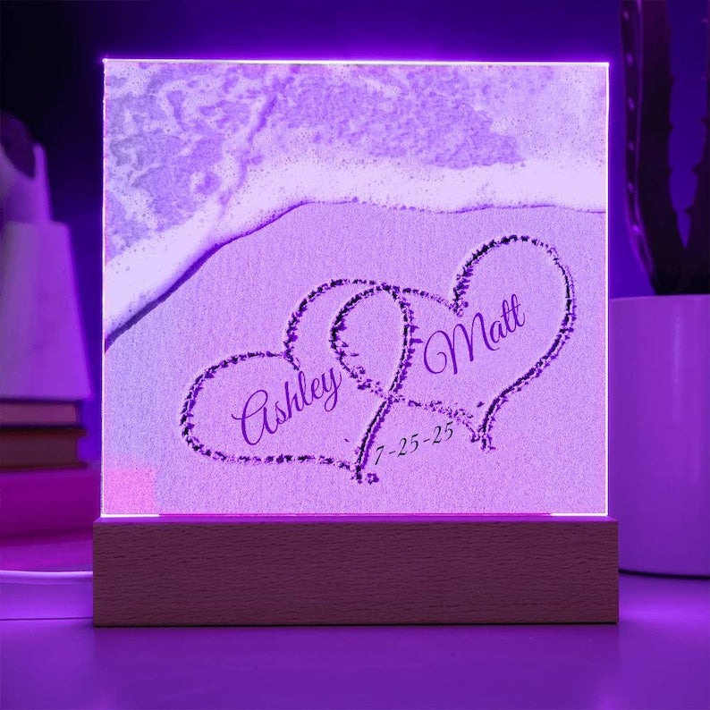 Personalized Names in Sand, Coastal Decor, Custom Beach Art, Beach Wedding Gift, Newlywed Gift, Romantic Gift for Her, Romantic Gift for Him