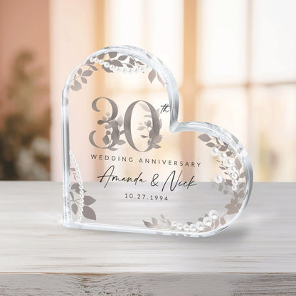 30th Anniversary Gift, Personalized Pearl 30th Anniversary Gift, Wedding Anniversary Acrylic Plaque, Pearl 30th Anniversary Keepsake Gifts