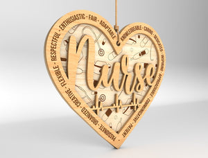 Nurse Ornaments , Gift for Nurse, Nurse Wood Ornament Laser Cut , Nurse Appreciation, Nurse life Chritsmas Gift