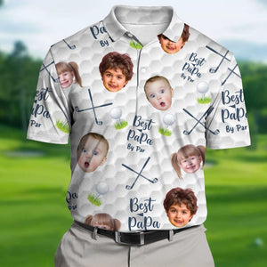 Custom Face Kids Photo Polo Shirt, Custom Best Dad By Par Polo Shirt For Dad, Father's Day Gift For Dad, Father, Shirt Gift For Golf Lover