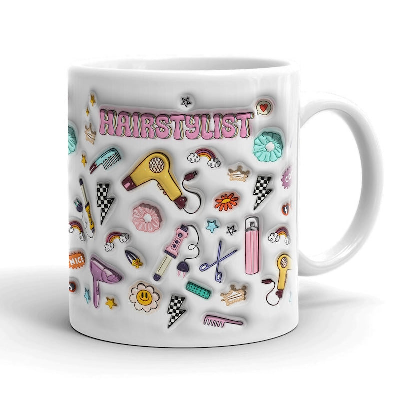 Custom 3D Inflated Effect Mug, Birthday Gift for Hair Dresser, Gift for Friend, Inflated Effect Printed Mug